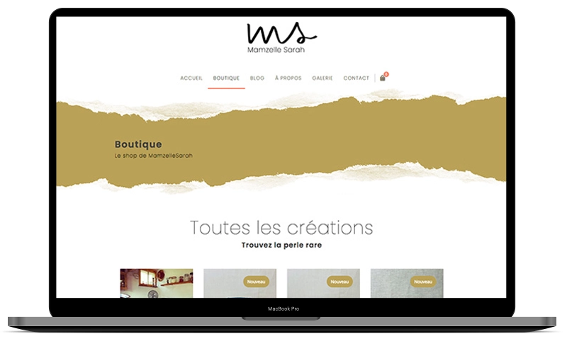 Visuel du site e-commerce de Mamzelle Sarah