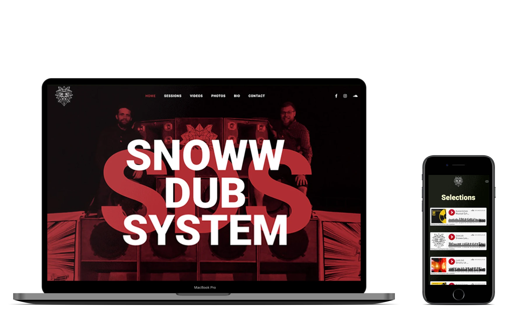 Visuel de la page d'accueil du site de Snoww Dub System